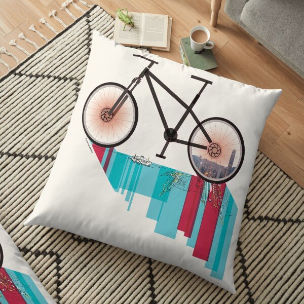 Discover Hong Kong Bicycle Floor Pillow
