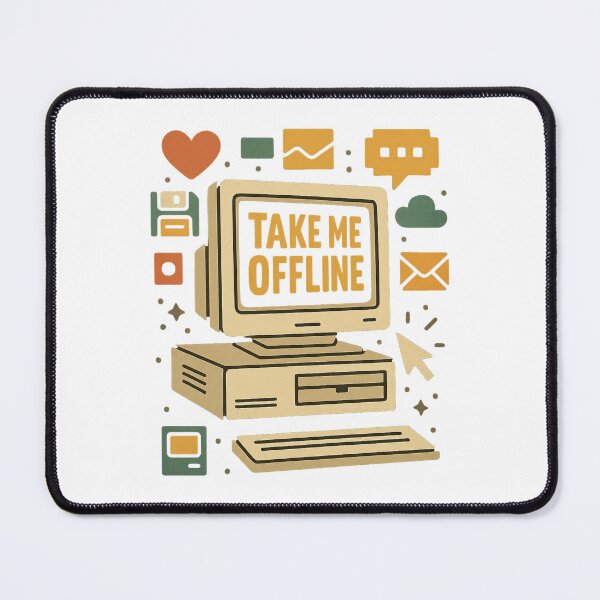 Item preview, "Take Me Offline – Retro Tech Digital Detox Design" designed and sold by Cute-Jory-Store.