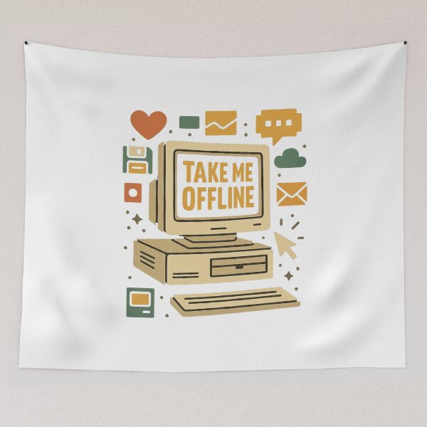 Item preview, "Take Me Offline – Retro Tech Digital Detox Design" designed and sold by Cute-Jory-Store.