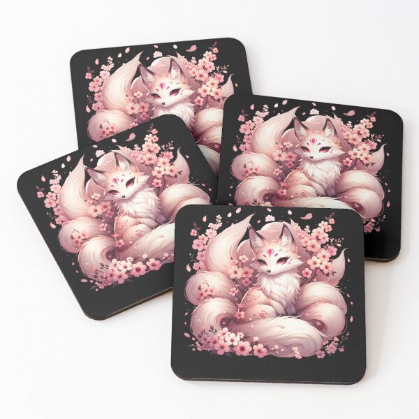 Aperçu de l'œuvre Anime Kawaii Kitsune Renard Créature Magique Japonaise à Neuf Queues Sakura créée et vendue par Kimberley King Art  King Art.