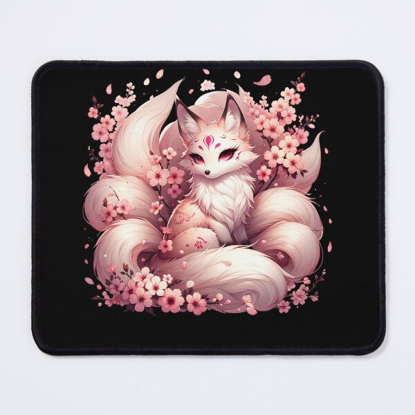 Item preview, Anime Kawaii Kitsune Fox Japanese Nine Tailed Magical Creature Sakura designed and sold by Kimberley King Art King Art.