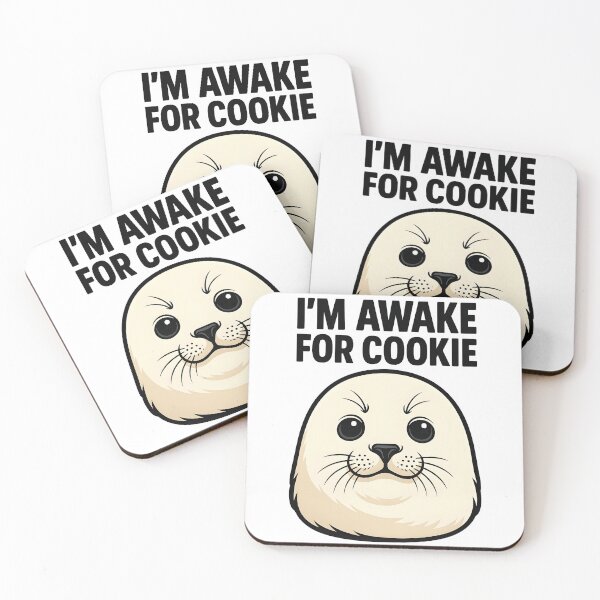 Item preview, I’m Awake for Cookie – Cute Seal Meme Shirt | Minimalist Black Vector Art on White Tee | Funny Animal Snack Design designed and sold by WAUZ.