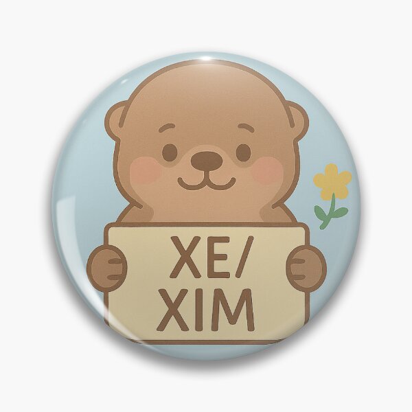 Item preview, Xe/Xim Pronoun Badge – Pastel Otter Gender Inclusive Pin designed and sold by Queer Designs.