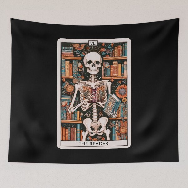 Item preview, The Reader Tarot Card Bookish Mystical Literature Skeleton Librarian designed and sold by Kimberley King Art  King Art.