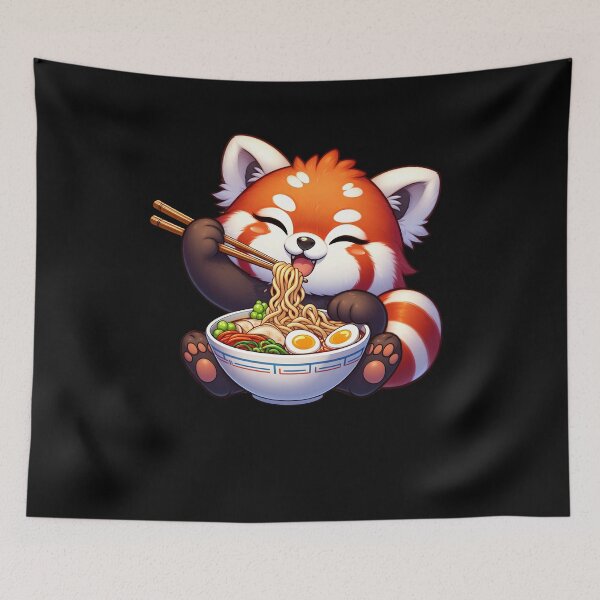 Item preview, Kawaii Red Panda Eating Ramen Noodle Anime Japanese Food Lover designed and sold by Kimberley King Art  King Art.