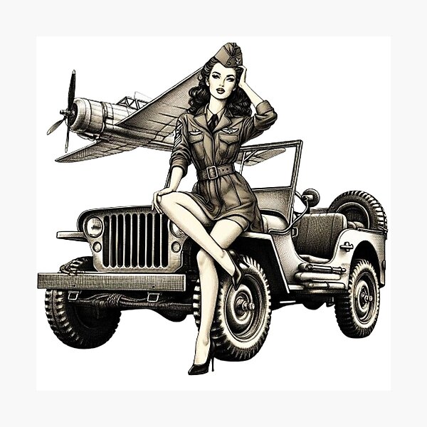 Épingle émaillée Pin-Up Lucky Strike - G.I. Joe Et Jeep Willys Vintage - Collection Métal