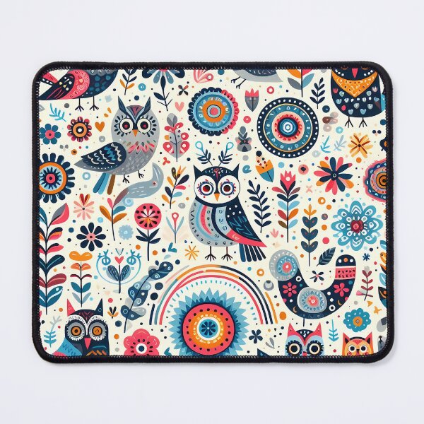 Item preview, Scandinavian Folk Art Cute Colourful Owls by heidiannemorris © designed and sold by FOLK ART FUSION by heidiannemorris.