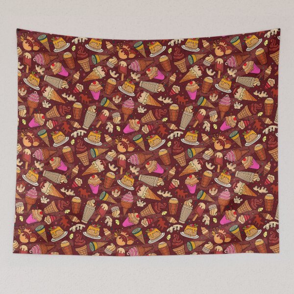 Item preview, Creamy Dessert & Ice Cream Pattern – Warm Toned Sweet Treat Illustration designed and sold by Sepinik.