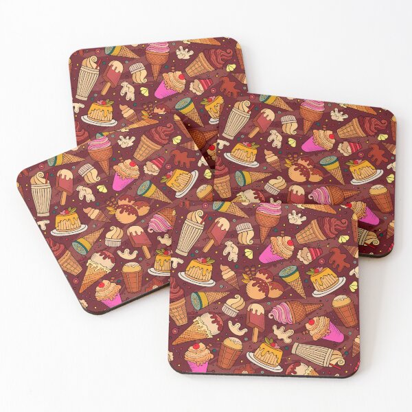 Item preview, Creamy Dessert & Ice Cream Pattern – Warm Toned Sweet Treat Illustration designed and sold by Sepinik.