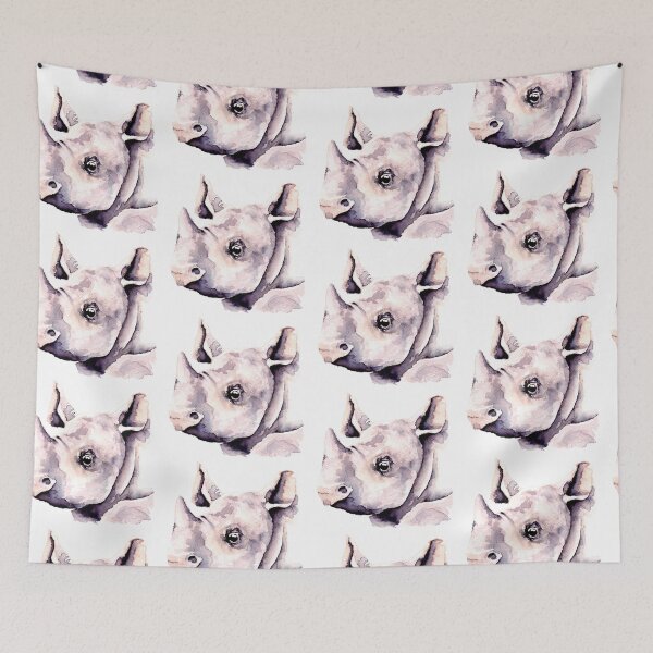 Artikelvorschau, Aquarell Nashorn entworfen und verkauft von MainStreetMarks.