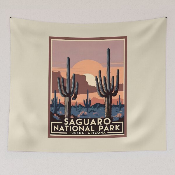 Item preview, A Vintage Illustration of Saguaro National Park - Arizona - United States  designed and sold by GoodOldVintage.