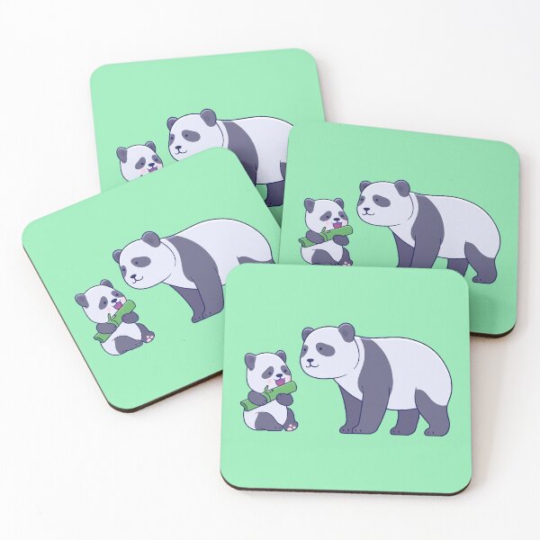 Item preview, Cute cartoon of panda and baby panda eating a bamboo designed and sold by alvariski.