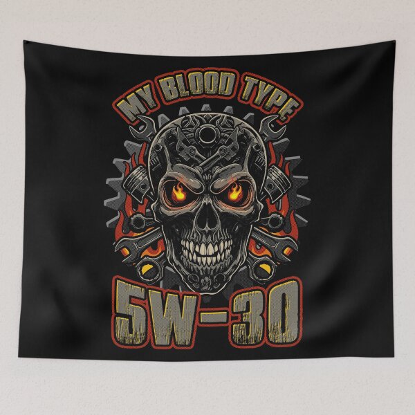 Item preview, My Blood Type Is 5W-30 – Funny Mechanic Skull Design designed and sold by PECCATOR.