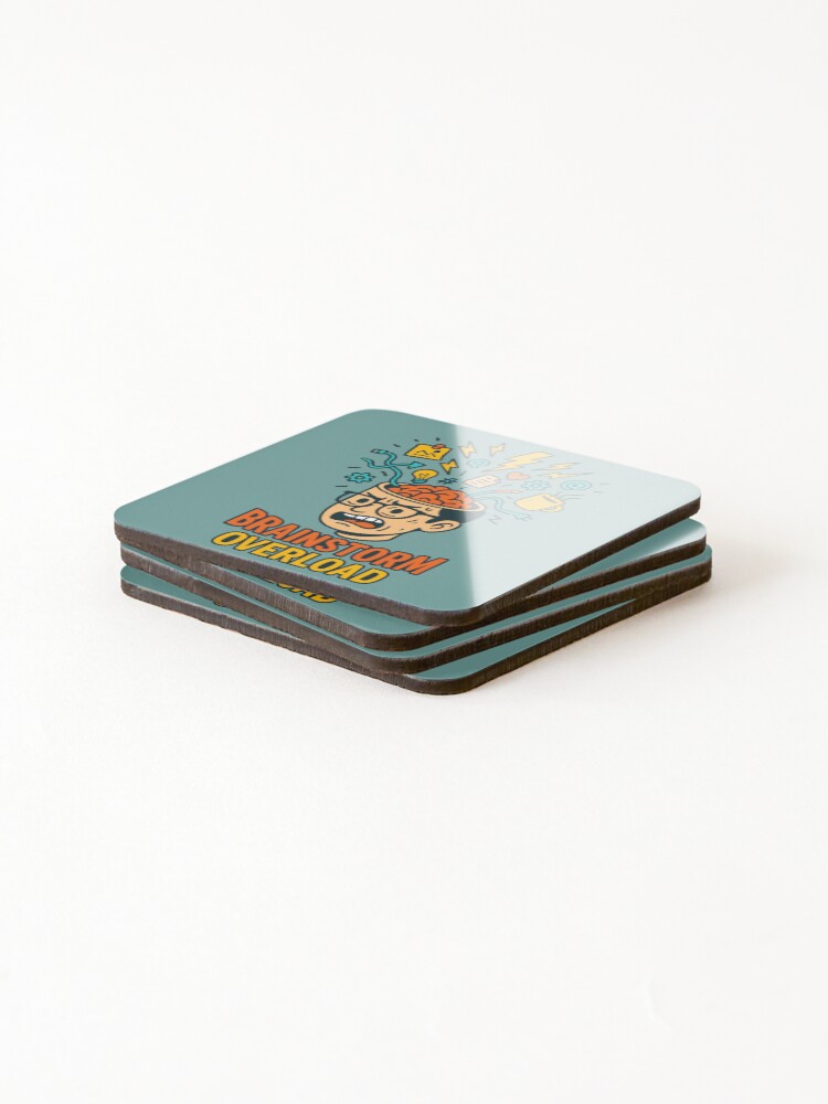 Thumbnail 4 of 5, Coasters (Set of 4), Brainstorm Overload – Exploding Brain designed and sold by TeeLabDesing.