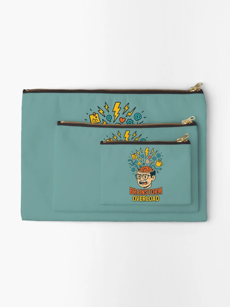 Thumbnail 2 of 4, Zipper Pouch, Brainstorm Overload – Exploding Brain designed and sold by TeeLabDesign.