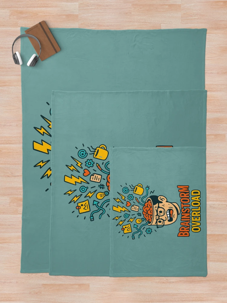 Thumbnail 5 of 6, Throw Blanket, Brainstorm Overload – Exploding Brain designed and sold by TeeLabDesign.