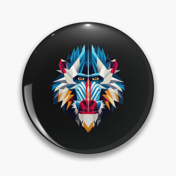 Item preview, Geometric Mandrill – Colorful monkey portrait in modern polygon style designed and sold by Kisho.