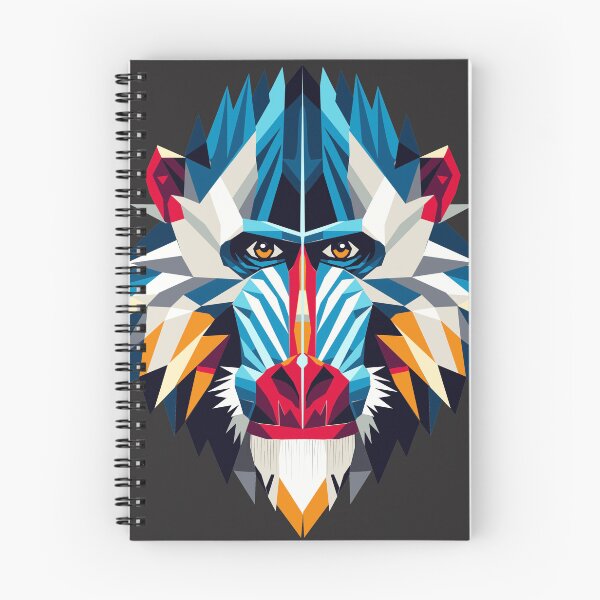 Item preview, Geometric Mandrill – Colorful monkey portrait in modern polygon style designed and sold by Kisho.