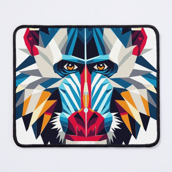 Item preview, Geometric Mandrill – Colorful monkey portrait in modern polygon style designed and sold by Kisho.