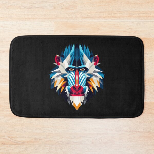 Item preview, Geometric Mandrill – Colorful monkey portrait in modern polygon style designed and sold by Kisho.