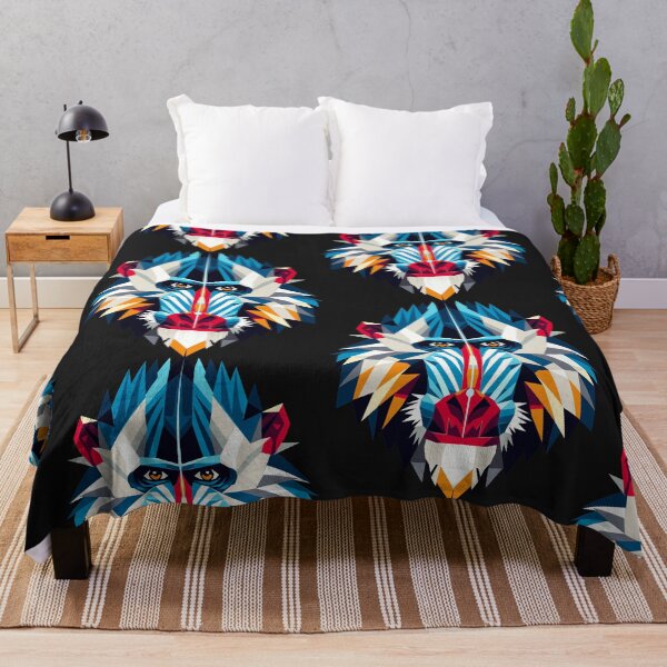 Item preview, Geometric Mandrill – Colorful monkey portrait in modern polygon style designed and sold by Kisho.