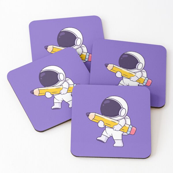 Item preview, Cute cartoon of astronaut carrying a yellow pencil. designed and sold by alvariski.