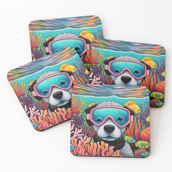 Item preview, Folk-Art Puppy snorkeling designed and sold by Colin Bentham.