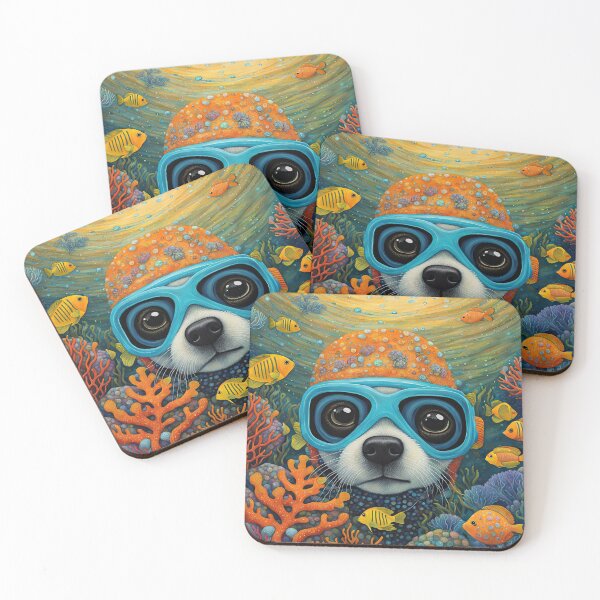 Item preview, Folk-Art Puppy snorkeling designed and sold by Colin Bentham.
