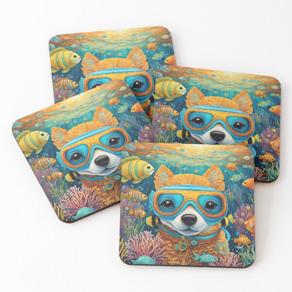 Item preview, Folk-Art Puppy snorkeling designed and sold by Colin Bentham.