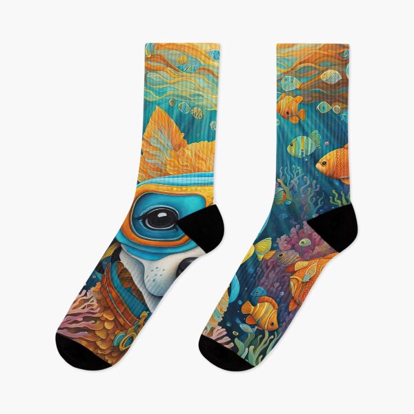 Item preview, Folk-Art Puppy snorkeling designed and sold by Colin Bentham.