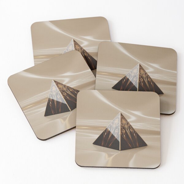 Item preview, Elegant gold and black pyramid on beige background designed and sold by mystiquelicorne.