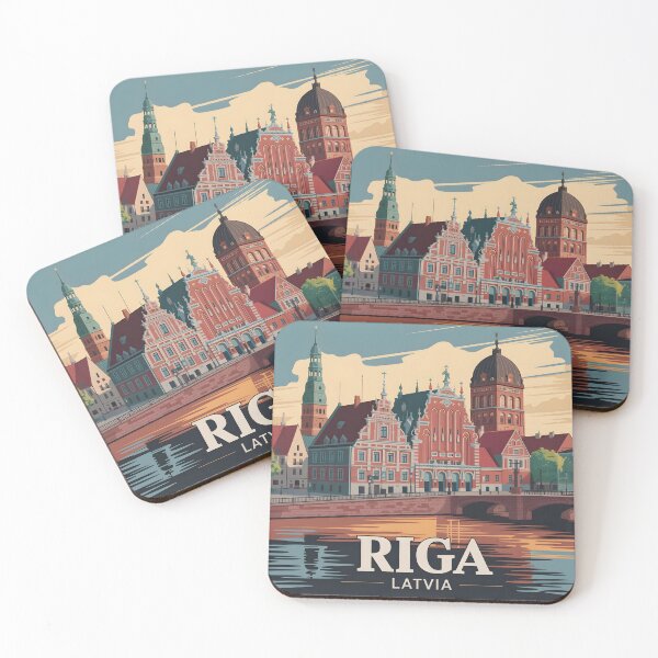 Item preview, Riga Latvia Vintage Travel Poster | Retro Old Town Illustration for Souvenirs & Apparel designed and sold by Zibis09.