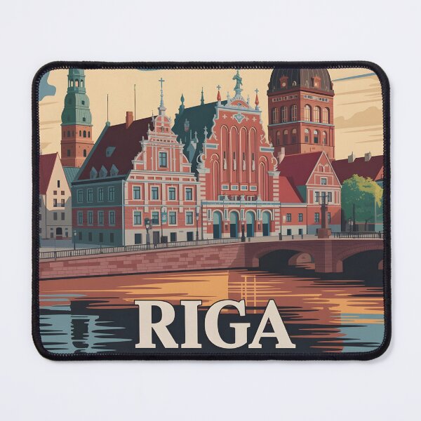Item preview, Póster de viaje vintage de Riga, Letonia | Ilustración retro del casco antiguo para souvenirs y ropa designed and sold by Zibis09.
