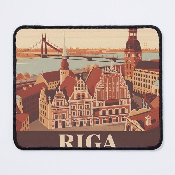 Item preview, Póster de viaje vintage de Riga, Letonia | Ilustración retro del casco antiguo para souvenirs y ropa designed and sold by Zibis09.