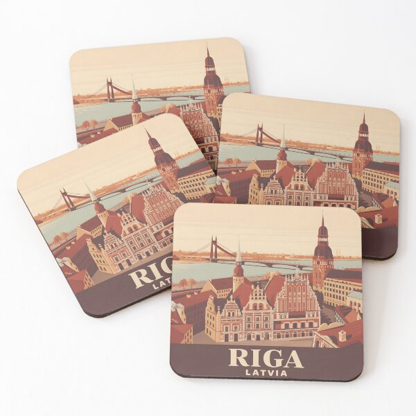 Item preview, Riga Latvia Vintage Travel Poster | Retro Old Town Illustration for Souvenirs & Apparel designed and sold by Zibis09.