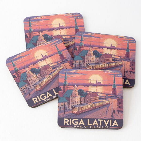 Item preview, Riga Latvia Vintage Travel Poster | Retro Old Town Illustration for Souvenirs & Apparel designed and sold by Zibis09.