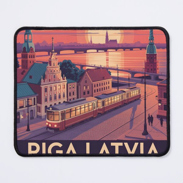 Item preview, Póster de viaje vintage de Riga, Letonia | Ilustración retro del casco antiguo para souvenirs y ropa designed and sold by Zibis09.