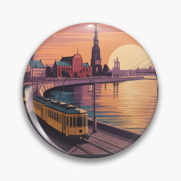 Item preview, Riga Latvia Vintage Travel Poster | Retro Old Town Illustration for Souvenirs & Apparel designed and sold by Zibis09.