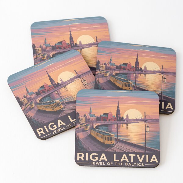 Item preview, Riga Latvia Vintage Travel Poster | Retro Old Town Illustration for Souvenirs & Apparel designed and sold by Zibis09.