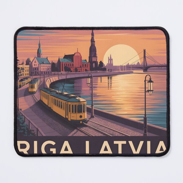 Item preview, Póster de viaje vintage de Riga, Letonia | Ilustración retro del casco antiguo para souvenirs y ropa designed and sold by Zibis09.