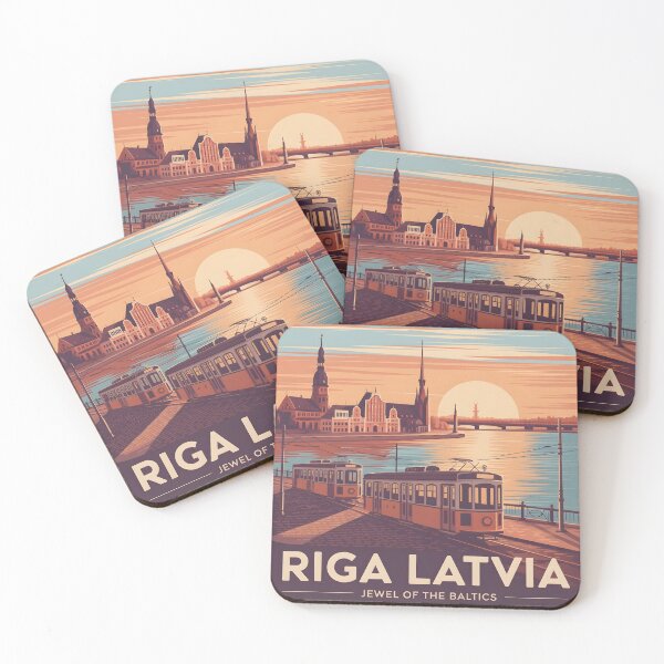 Item preview, Riga Latvia Vintage Travel Poster | Retro Old Town Illustration for Souvenirs & Apparel designed and sold by Zibis09.