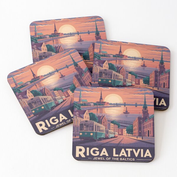Item preview, Riga Latvia Vintage Travel Poster | Retro Old Town Illustration for Souvenirs & Apparel designed and sold by Zibis09.
