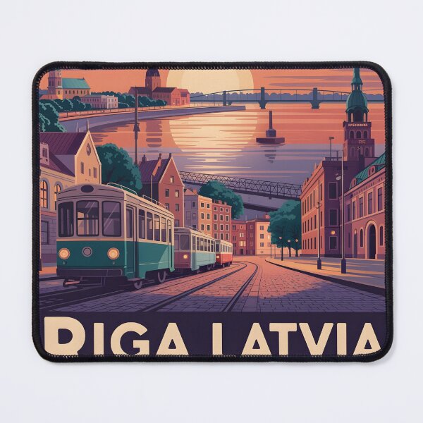 Item preview, Póster de viaje vintage de Riga, Letonia | Ilustración retro del casco antiguo para souvenirs y ropa designed and sold by Zibis09.