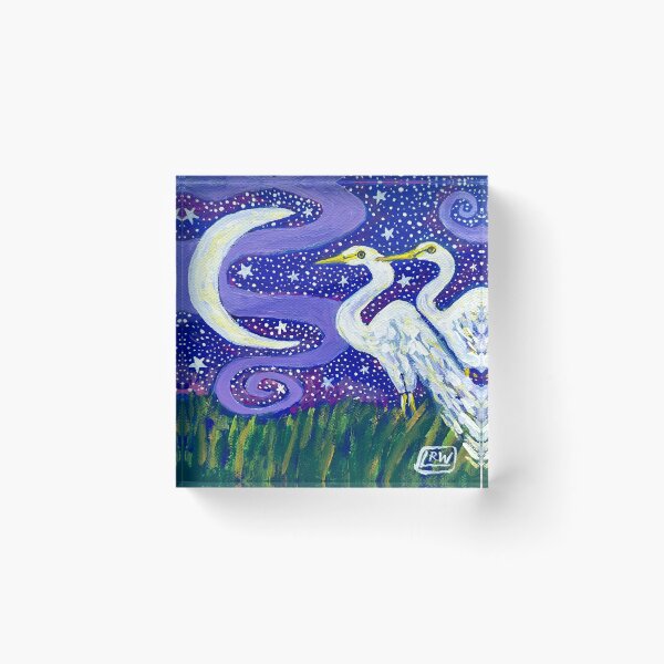 Item preview, Egret Couple with Moon designed and sold by Magicpoodleland.
