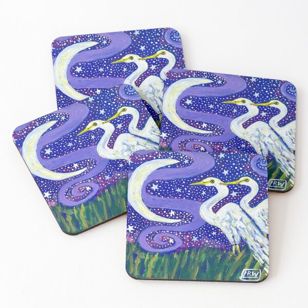 Item preview, Egret Couple with Moon designed and sold by Magicpoodleland.