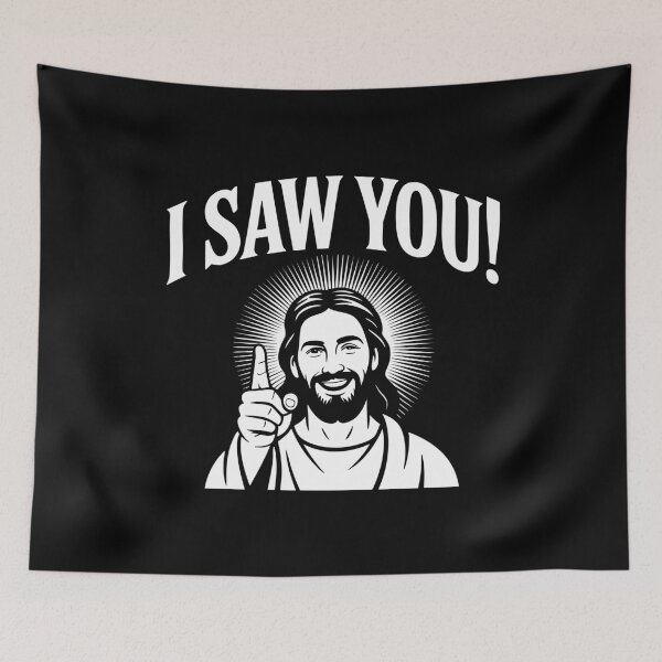 Item preview, Funny Cheeky Jesus with “I Saw You!” ideal for Christmas Easter designed and sold by w1ckerman.