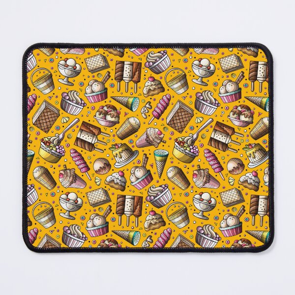 Item preview, Colorful Cartoon Ice Cream and Dessert Pattern – Seamless Food Design on Black designed and sold by Sepinik.