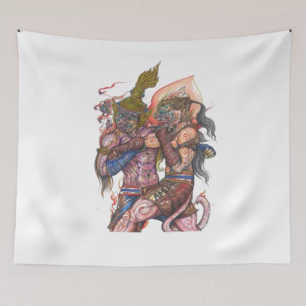 Item preview, Hanuman Fight Club – Hand-Drawn Thai Myth Warrior of Power & Spirit designed and sold by JoynestStudioCo.