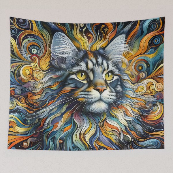 Item preview, Grey Maine Coon Cat Portrait designed and sold by CattyCornerPOD.