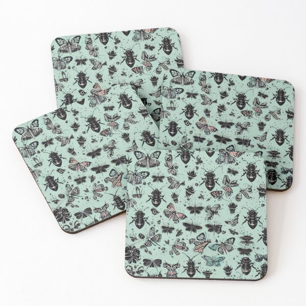 Item preview, Black Bugs And Insects On A Minty Green Background designed and sold by CarrollGene.